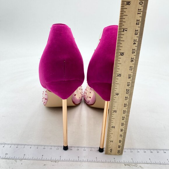 FSJ Fuchsia Studded Pointed Toe Transparent Pumps High Heels Shoes - Picture 5 of 8